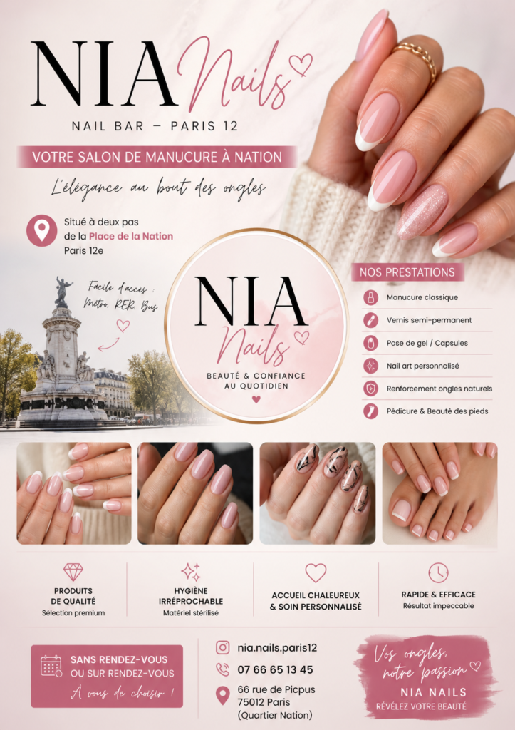Nia Nails : Salon de Manucure Nation Paris 12 Expert